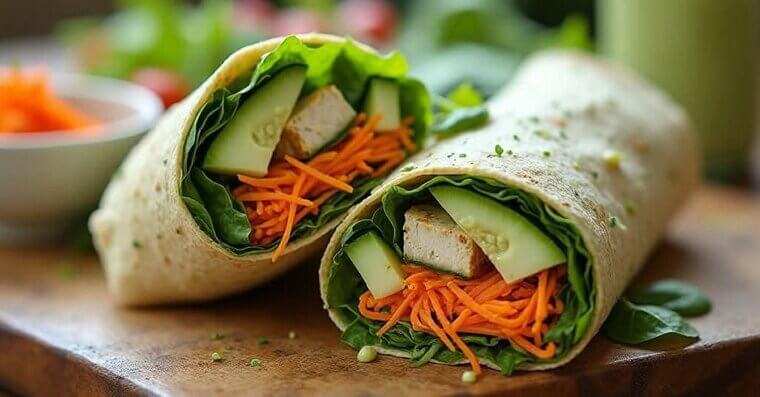 Cucumber Chicken Green Goddess Wrap