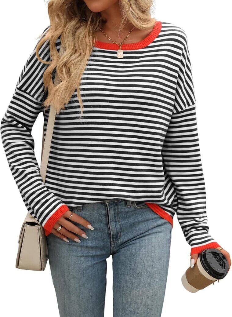 Scapodo Women's Sweater - Cozy Striped Style for Fall & Winter 