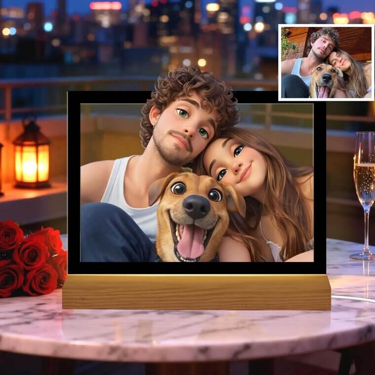 NAZENTI Photo Frame - Customizable Night Light for Couples 