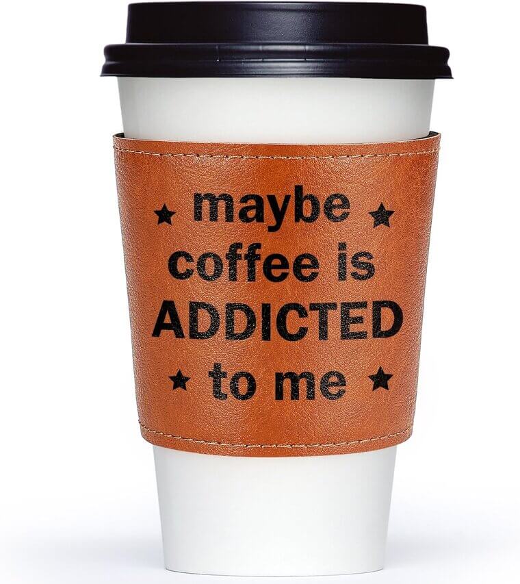 Leather Coffee Sleeve - Perfect Valentine's Gift for Coffee Lovers 