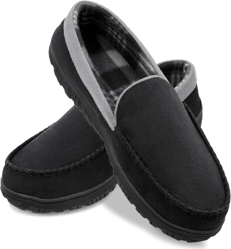 Shoeslocker Moccasin Slippers - Cozy Memory Foam Comfort 
