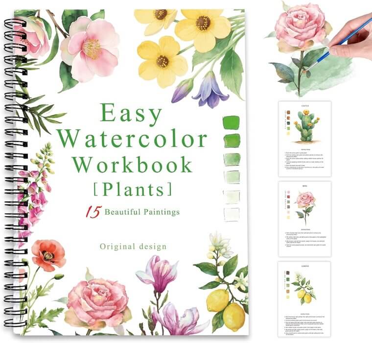 Watercolor Workbook Plants - Perfect for Beginners and Art Lovers - Enjoy 10% Off!