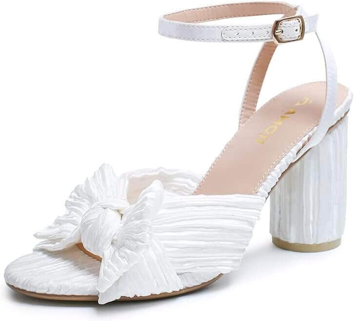 Amoji Satin Sandal - Elegant Ankle Strap Heels for Weddings - 50% Off!