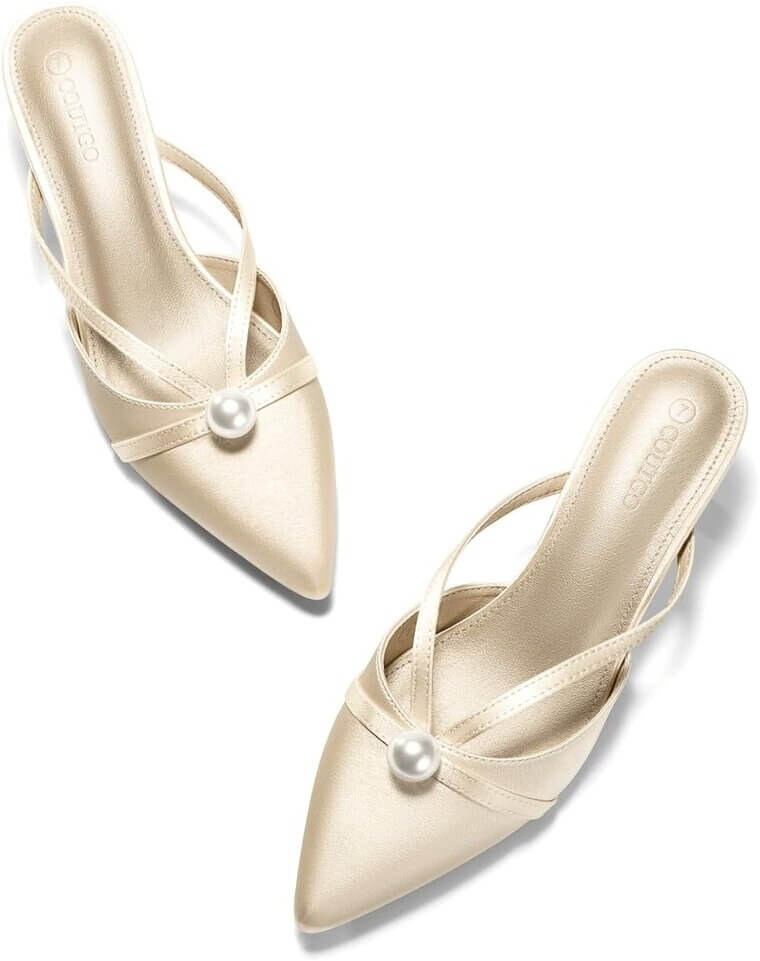 Coutgo Pearl Kitten Heels - Perfect for Weddings and Parties - Enjoy 10% Off!