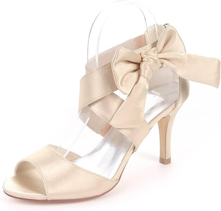 Orange Bow Sandals - Elegant Satin Heels for Weddings & Parties - Now 50% Off!