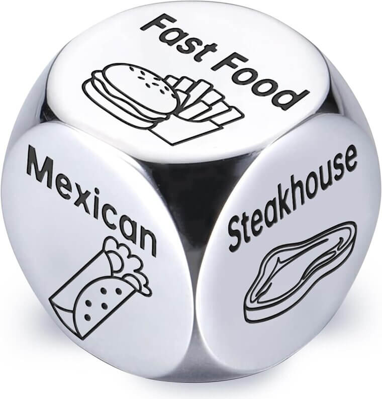 Steel Food Decision Dice - Fun Gift for Couples & Friends - Now 30% Off!