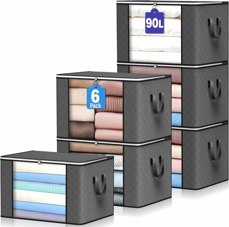 Large Storage Bags - 90L, 6 Pack, Reinforced Handles 43% Off!