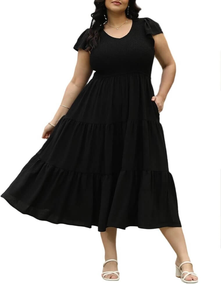 Plus Size Summer Dress - Flattering V Neck Style - Now 9% Off!