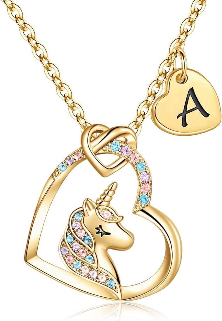 Colorful Heart Unicorn Necklace - Perfect Gift for Girls! 