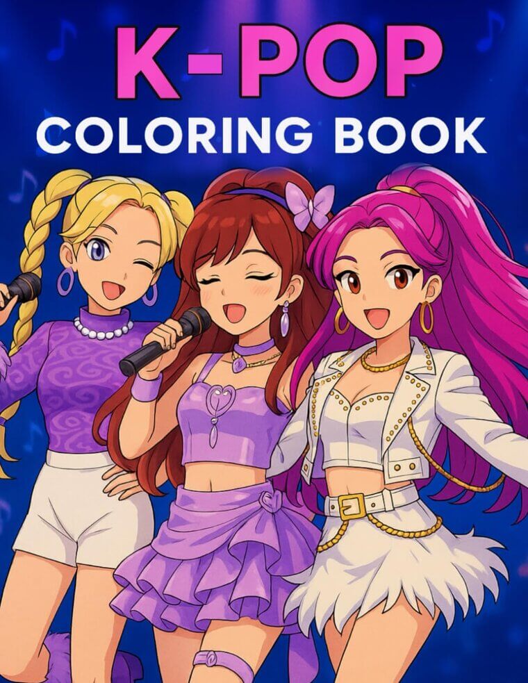K-POP Coloring Book: Trendy Outfits & Stage Vibes for Fans 