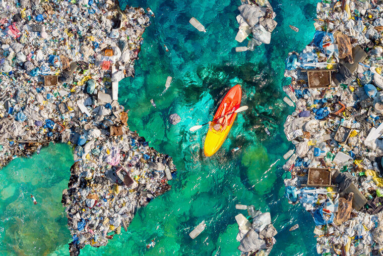Kayaking Among Trash