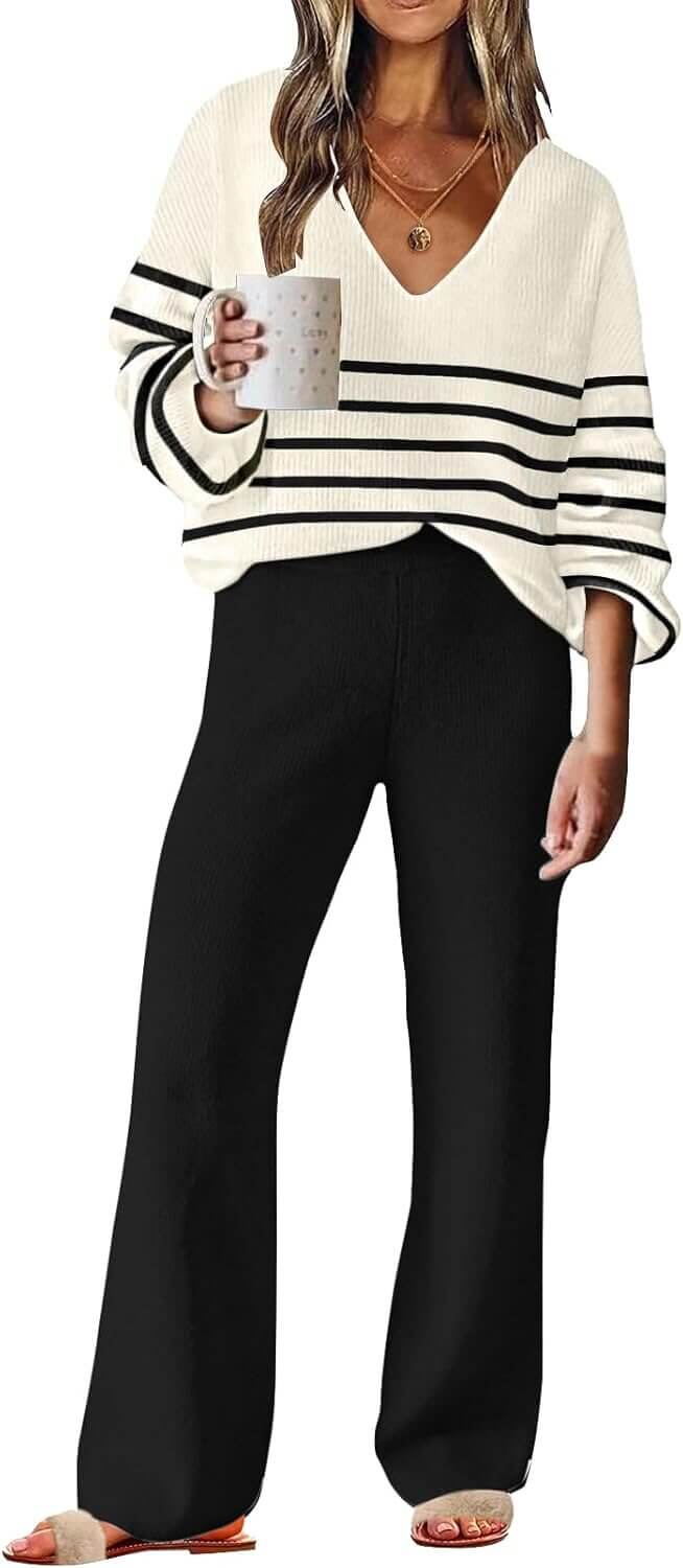 ETCYY Women's Lounge Set - Cozy Knit Pajamas for Relaxed Style 