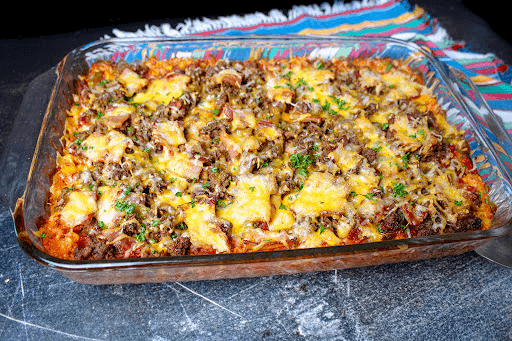 Seven Layer Ground Beef Bake