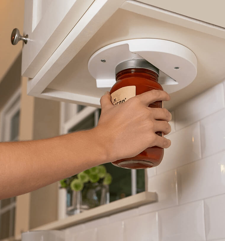 A Jar Opener That You Can Mount To Your Cabinet
