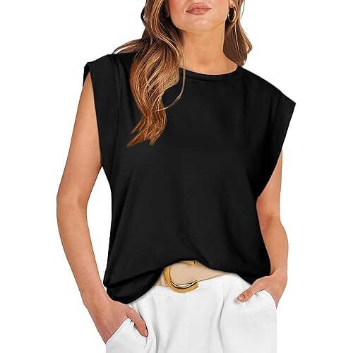 Sleek Cap Sleeve Tank Top that Elevates Your Business Casual Look. Now 31% Off!
