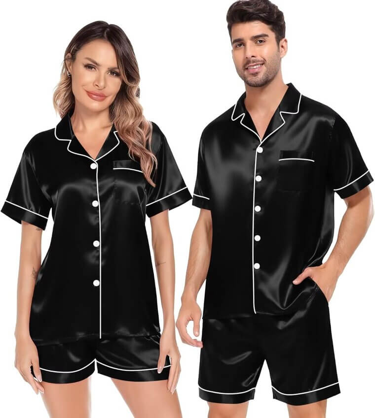 SWOMOG Satin Pajamas - Cozy Couple Sleepwear for Special Occasions 