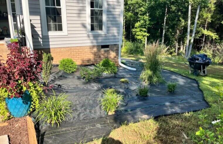 Landscaping with Weed Barrier