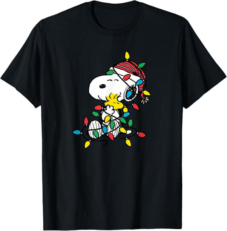 Peanuts Christmas T-Shirt - Spread Holiday Cheer with Snoopy & Woodstock - Now 15% Off!
