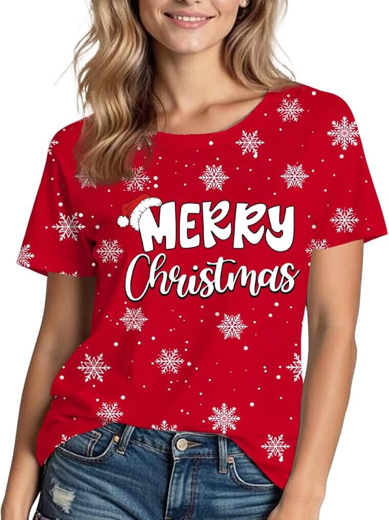 Merry Christmas T-Shirt - Festive Short Sleeve Fun 