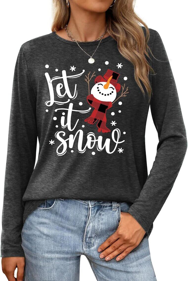 Merry Christmas Shirts - Festive Long Sleeve Tops 