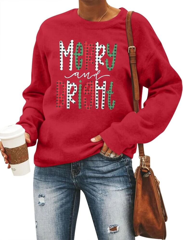 Merry & Bright Christmas Sweatshirt - Cozy Holiday Style 