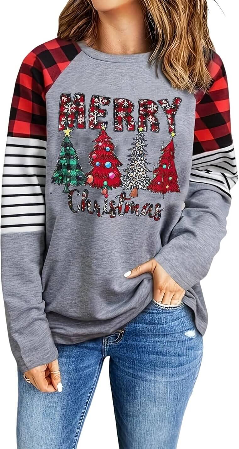 Christmas Tree Tee - Festive Leopard Plaid Style 