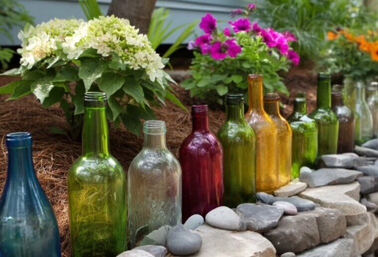 Edge Garden Beds With Bottles or Bricks