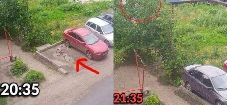 Either Somebody Got Really Angry or That Bike Has the Power of Teleportation