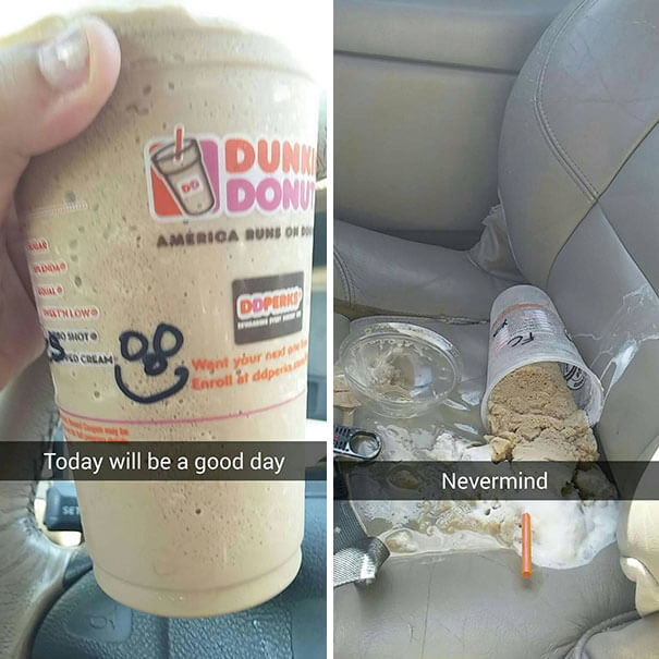 Everything Was Going Great Until She Ruined Her Car With The Ice Coffee