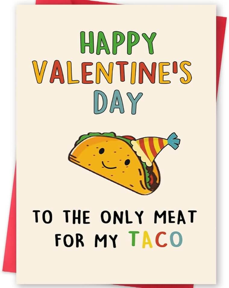 Taco Valentine's Day Card - Perfect for Him or Her! - Now 16% Off!