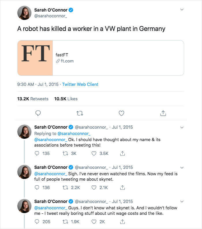 映画「ターミネーター」から抜け出してきたかのようなツイート