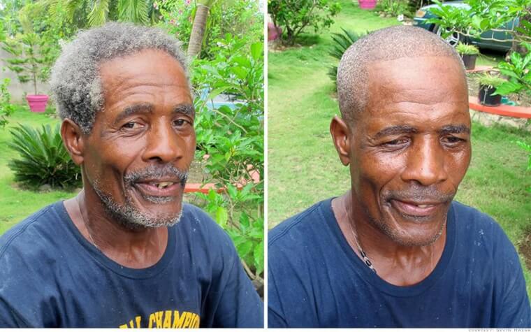 Giving a Haircut to A Goat Herder