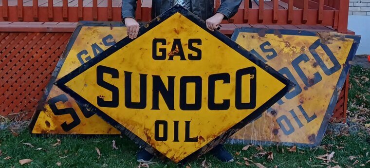Sunoco Blue and Yellow Diamond Signs