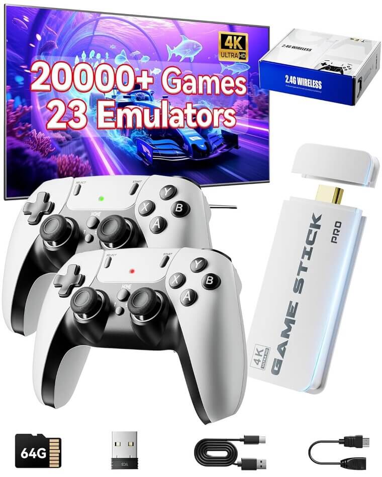Retro Gaming Console Stick with 4K HDMI & 20,000+ Games 