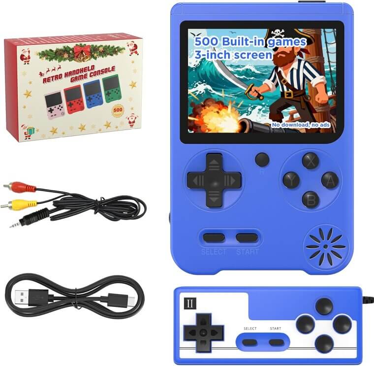Retro Handheld Game Console - 500 Classic Games, Portable Fun 