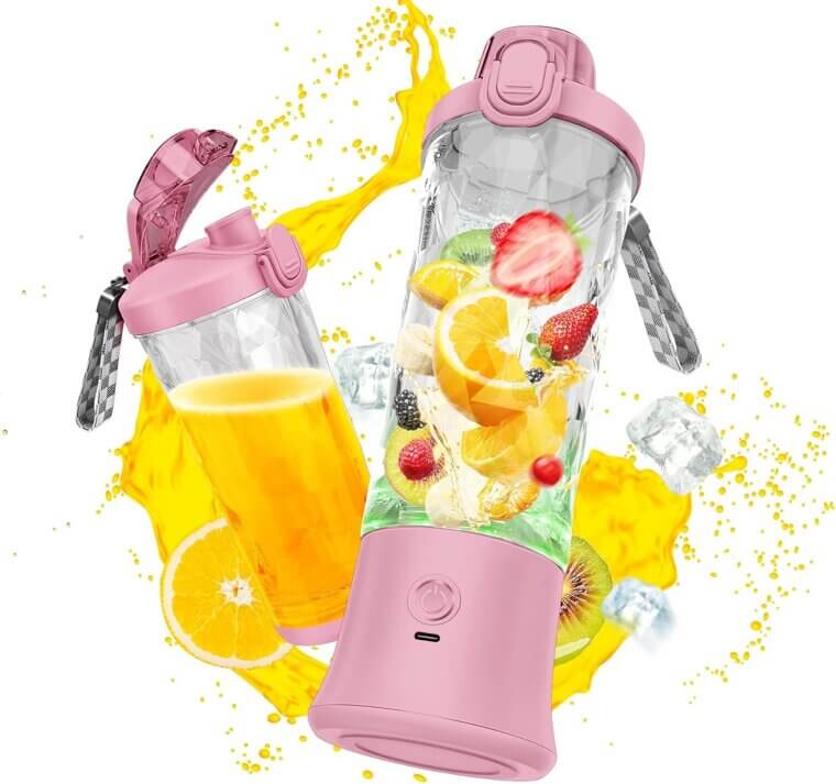 Pink Portable Blender - Smoothies Anywhere, Anytime 
