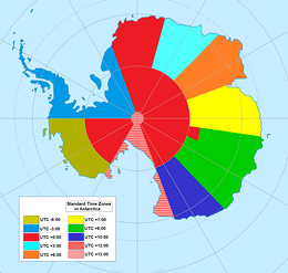 Antarctica And All Of Its Time Zones Across The Continent