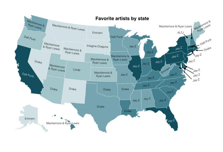 Favorite Musical Talent By State In The United States of America