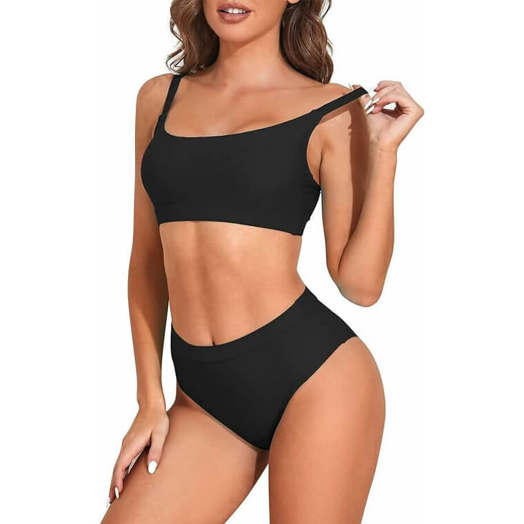 Shine Bright in This High-Waisted Color Block Bikini
