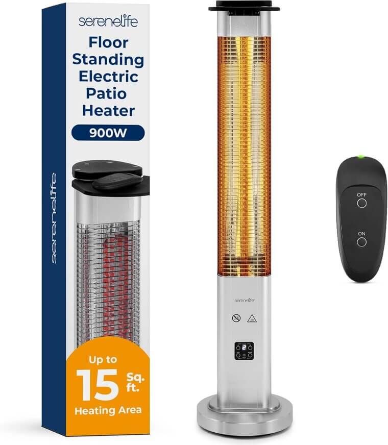 SereneLife Patio Heater - Cozy Outdoor Warmth, Remote Control, Energy Efficient 