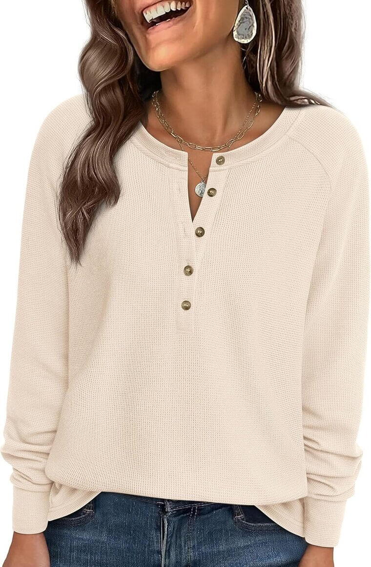 PRETTYGARDEN Waffle Knit Henley - Stay Stylish This Fall! - Don’t Miss the 57% Discount!