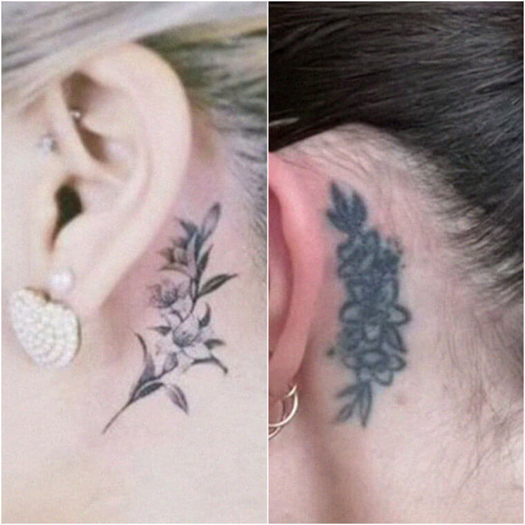 Just A Little Bit Of Fine Line Floral For An Ear Tattoo