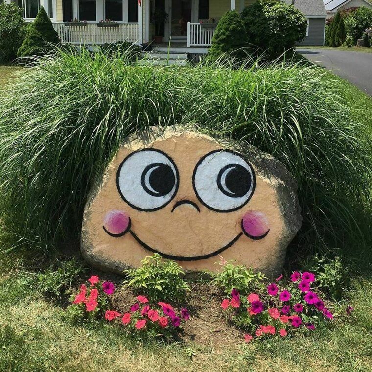 A Grassy Rock That Becomes a Smiling Face