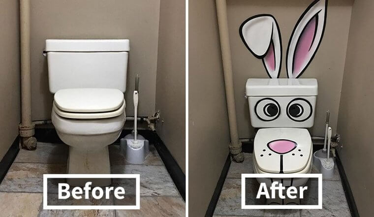 Bugs Bunny Painted Onto a Regular Toilet
