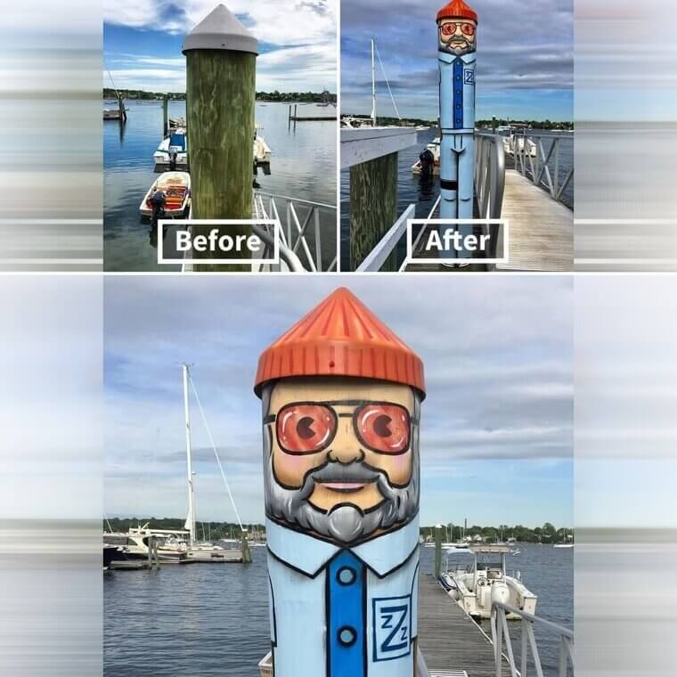 Steve Zissou on a Pole at the Harbor