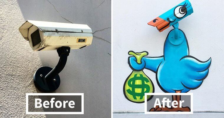 A Bird Holding a Bag of Money Was Designed From a Security Camera