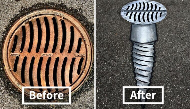 A Simple Sewer Becomes a Large Screw on the Ground