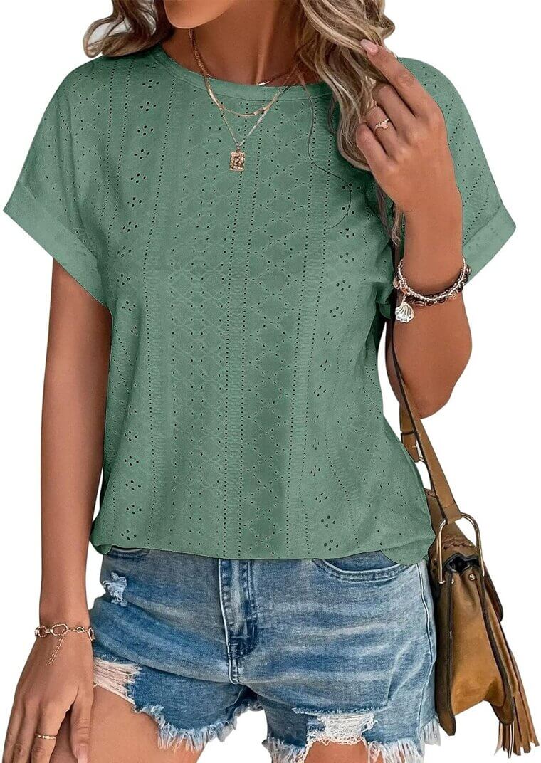 Bliwov Eyelet Tops - Trendy Spring/Summer Style
