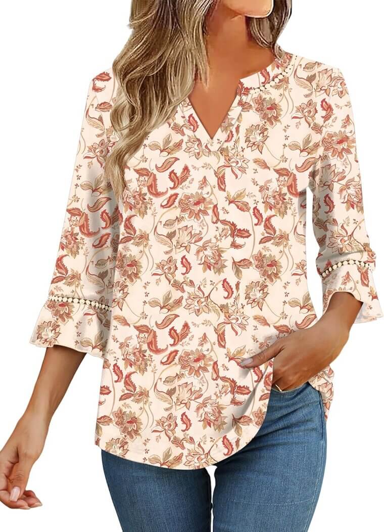Summer Ruffle Blouse - Stylish V-Neck for Teachers