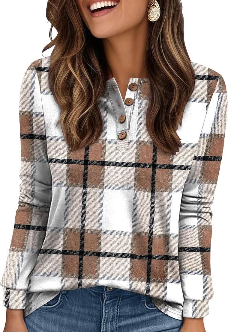 XIEERDUO Women's Henley Tops - Perfect Fall Style - Now 50% Off!